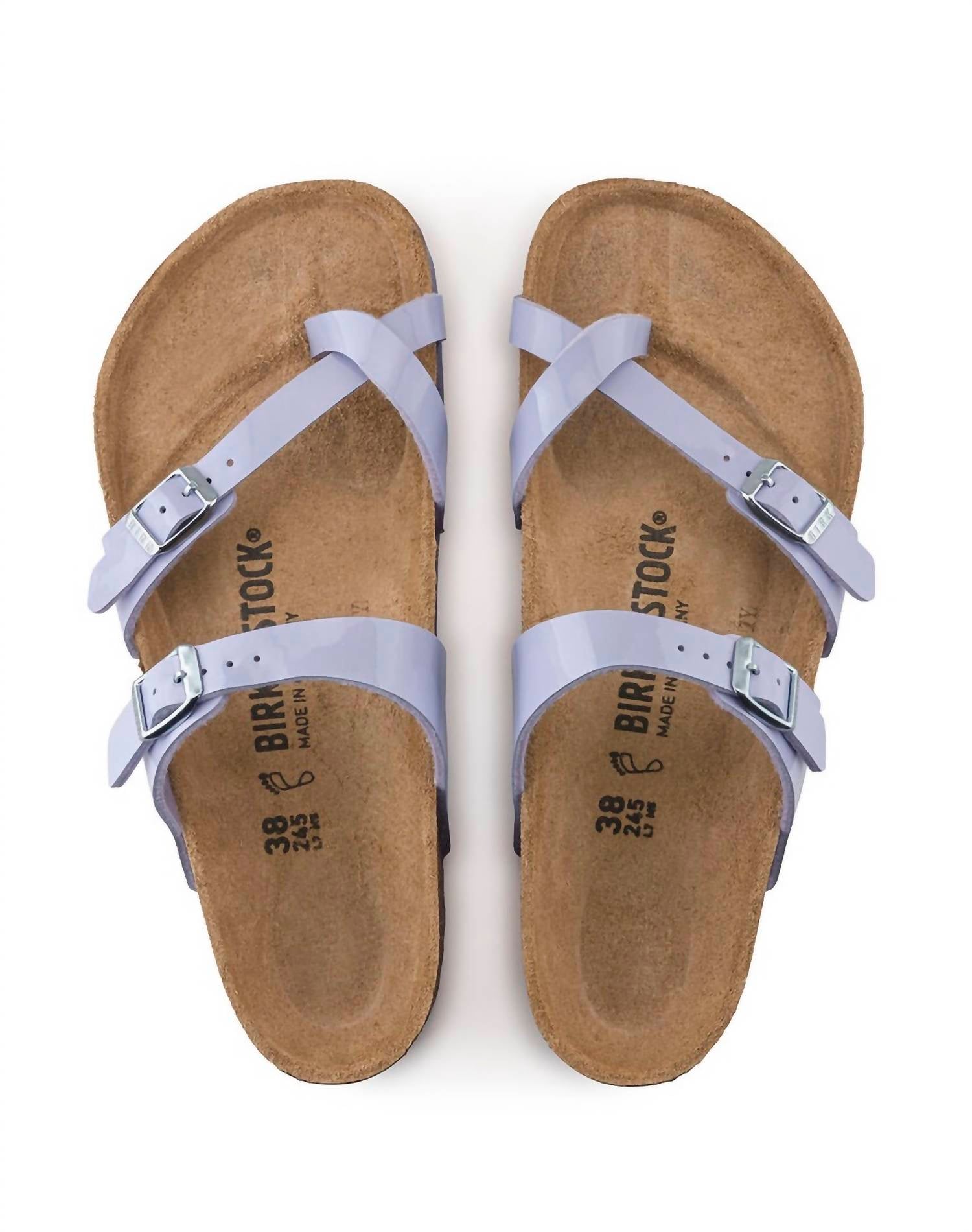 Mayari Birko-Flor Patent Sandal in Purple Fog