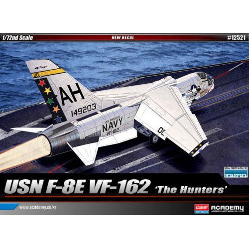 Academy 1/72 USN F-8E VF-162 "The Hunters" Fighter Scaled Plastic Model Kit