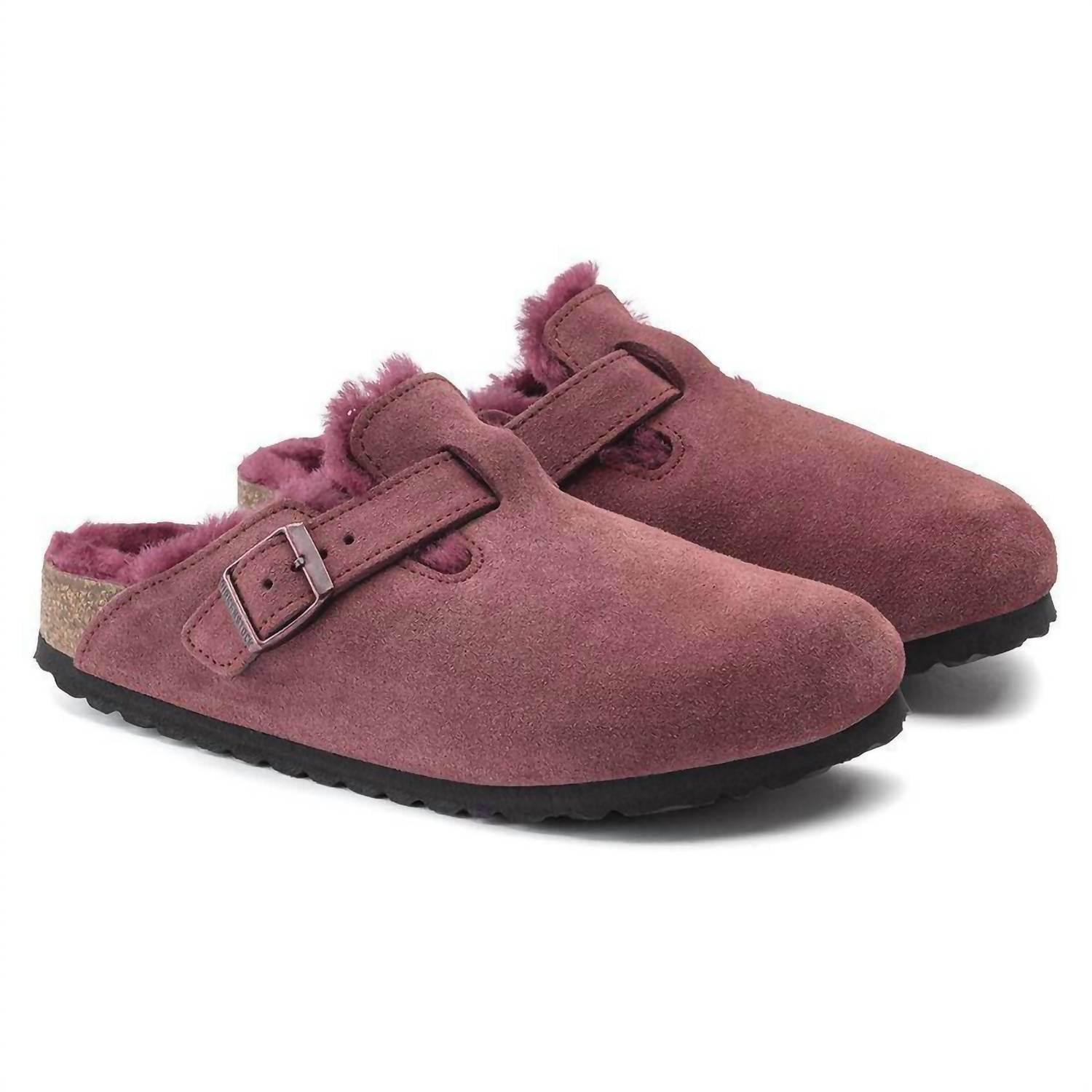 Unisex Boston Shearling Clog In Maroon