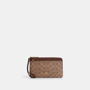 Coach Outlet Double Zip Wallet In Signature Canvas
