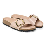 Women's Madrid Big Buckle Sandals - Narrow In High-Shine New Beige