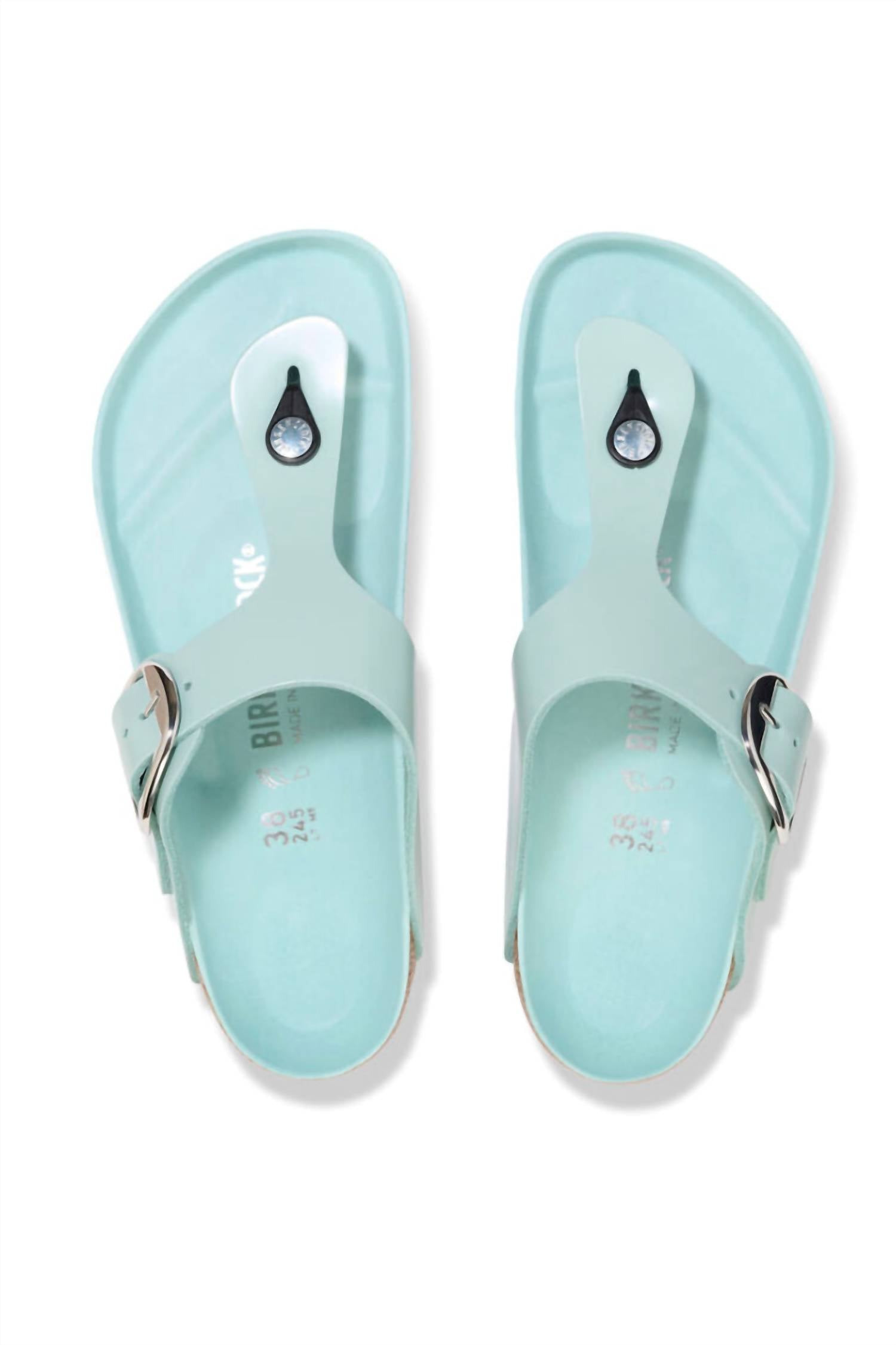 Women's Gizeh Big Buckle Regular Width Sandals In High Shine Surf Green