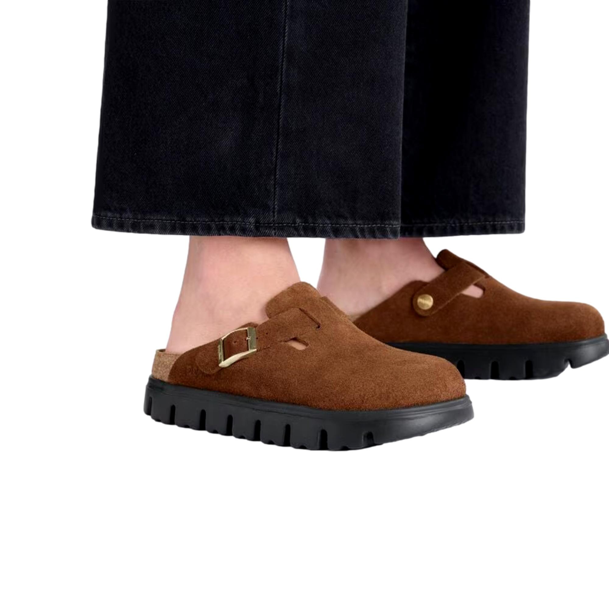 Women's Birkenstock Boston Pap Chunky Dark Tea / Black 1028402