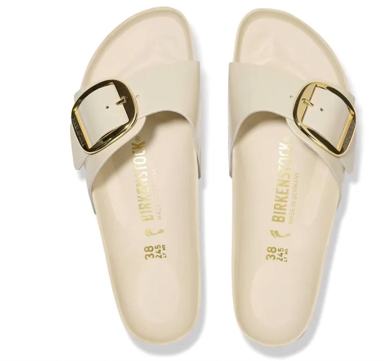 Women's Madrid Big Buckle Sandals In High Shine Ecru