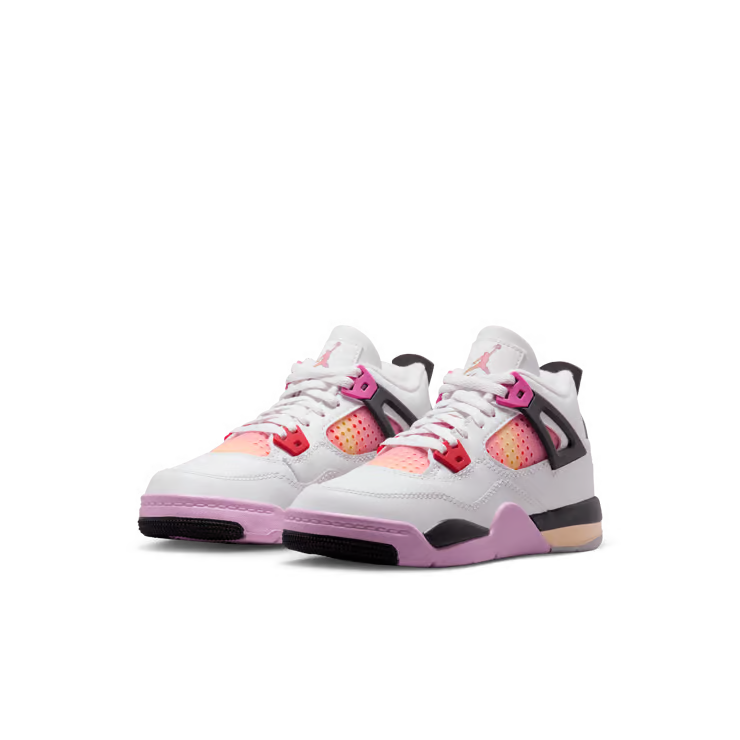 Little Kid's Air Jordan 4 Retro Comic Off White/Anthracite-Neutral Grey-Fire Pink-Light Arctic Pink-Muslin IO2363-100