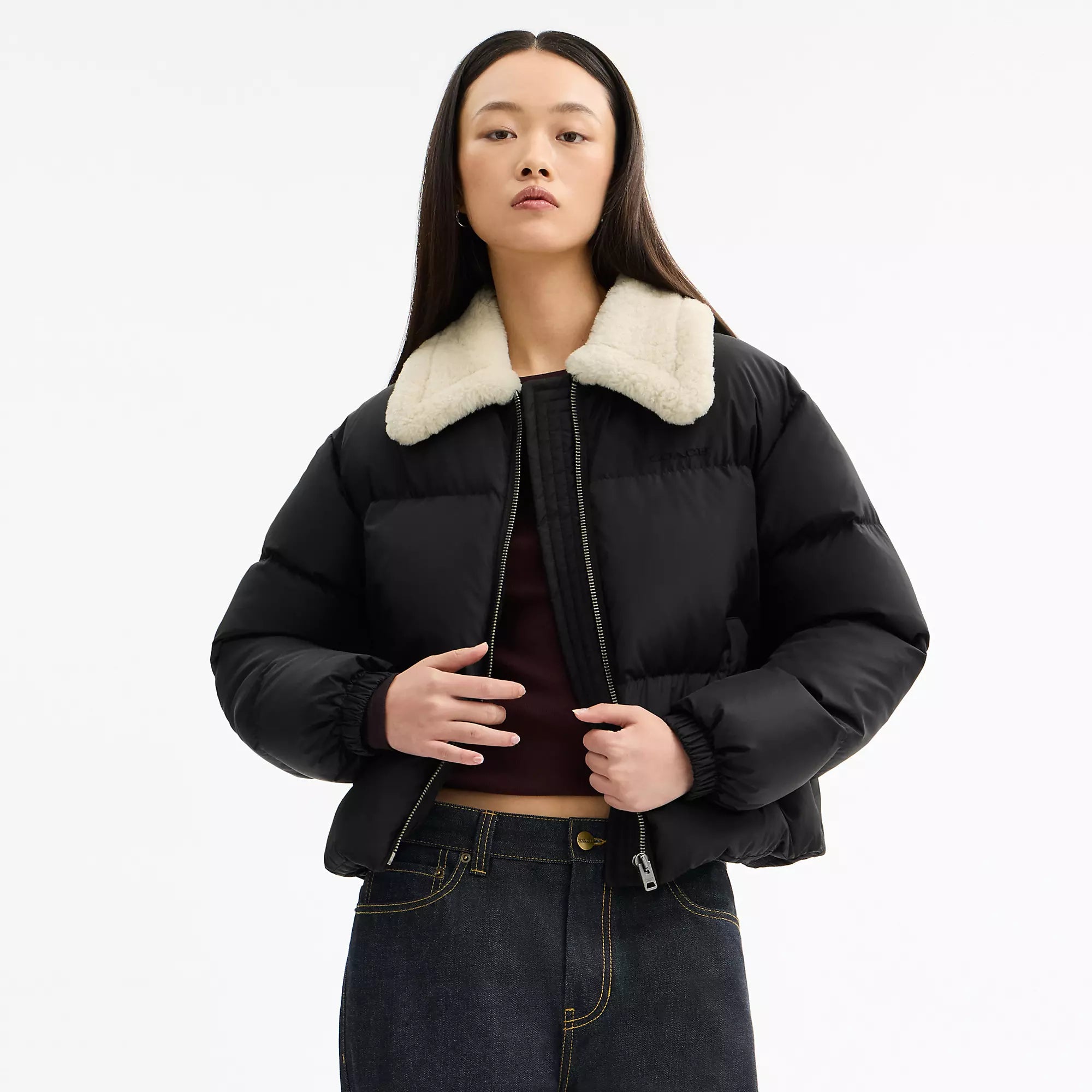 Coach Outlet Puffer With Shearling Collar