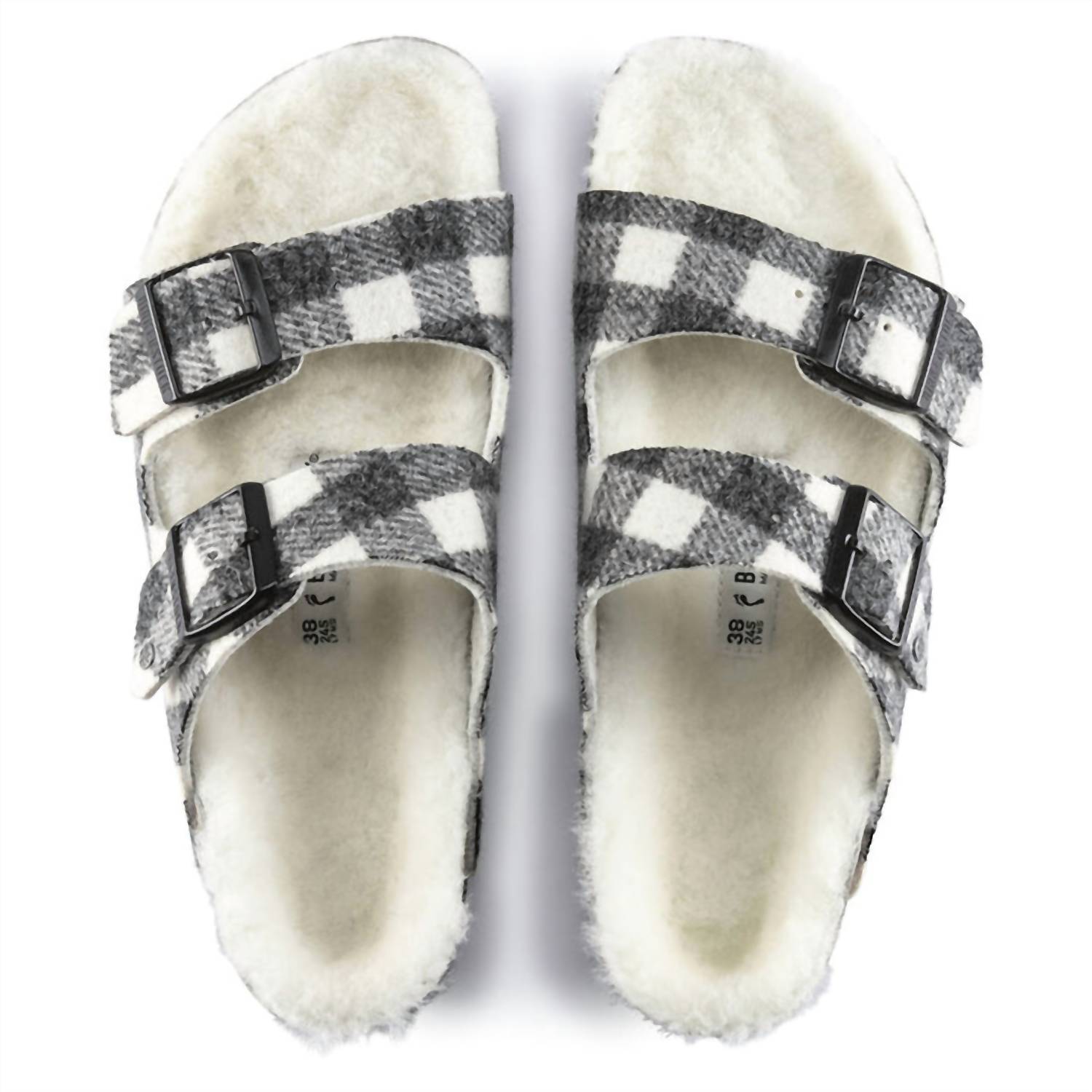 Men's Arizona Wool Shearling Sandal In Plaid White/natural