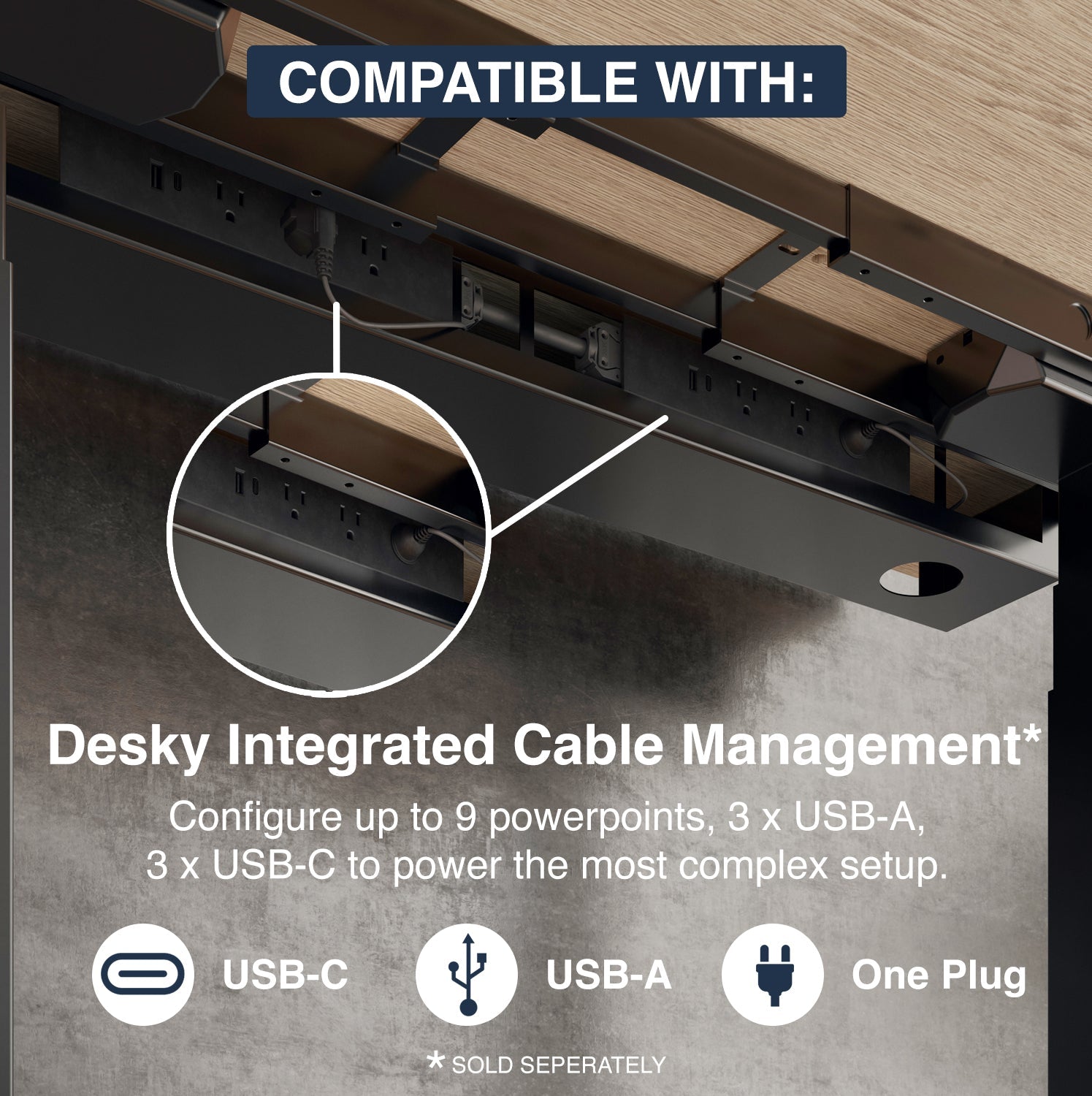 Desky Dual Mini Sit Stand Desk 900x500 White Desktop and Grey Frame