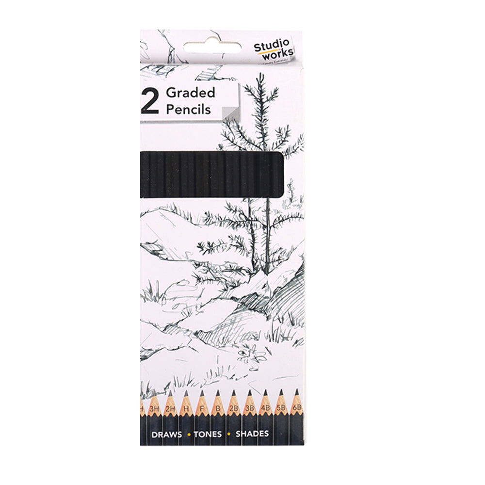 12pc Studio Works Graded Lead Pencils Assorted Grades Soft & Hard