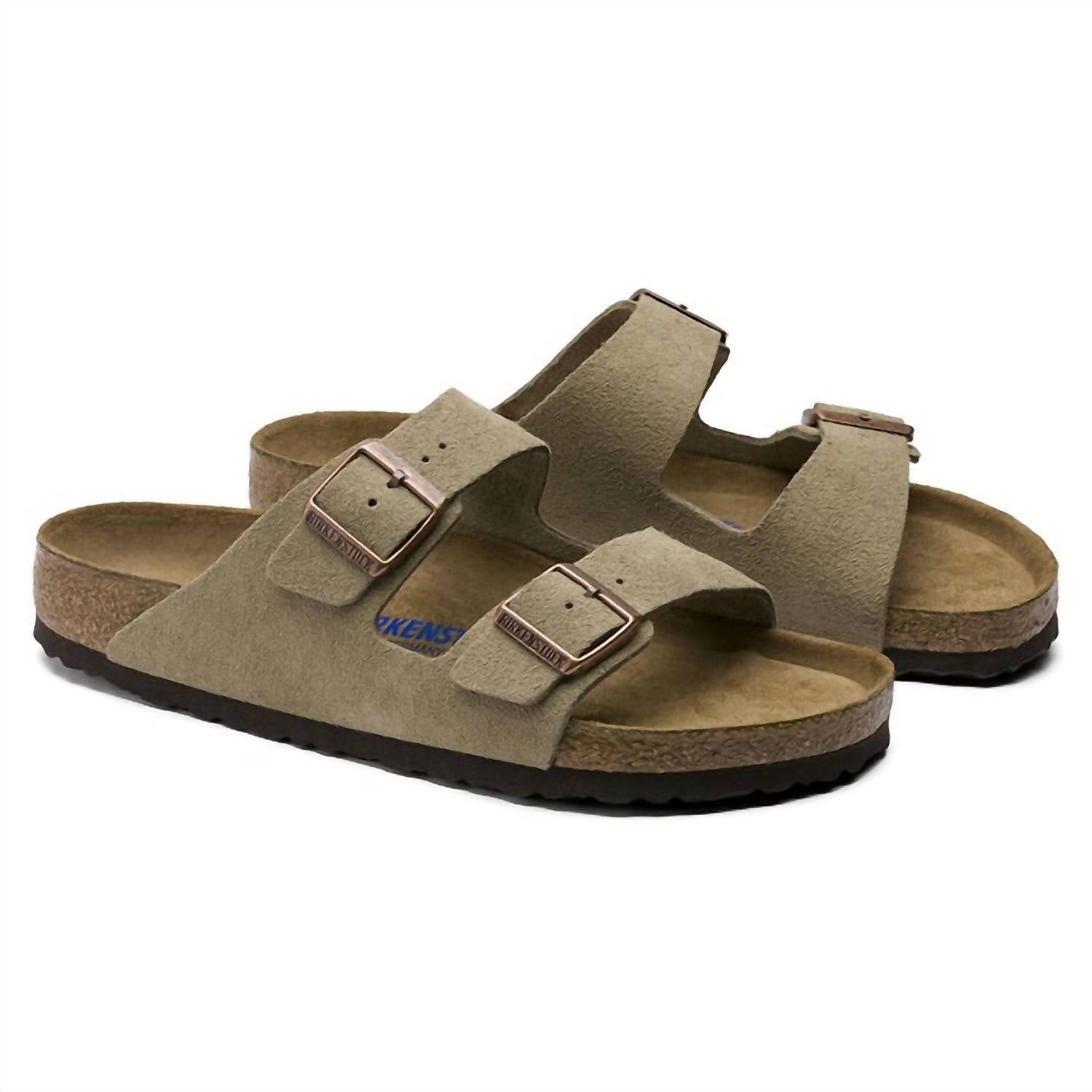 Unisex Arizona Suede Soft Footbed Sandals In Taupe