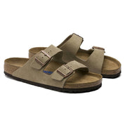Unisex Arizona Suede Soft Footbed Sandals In Taupe