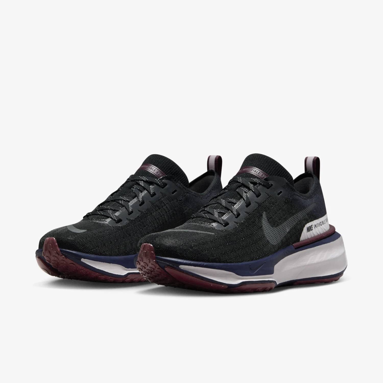 Women's Zoom X Invincible Run 3 Shoes In Black/grey/maroon