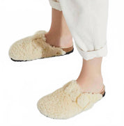 Women's Boston Big Buckle Shearling Clog - Narrow In Eggshell