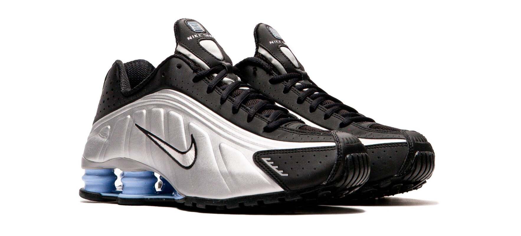 Nike Shox R4 Metallic Silver Black Psychic Blue