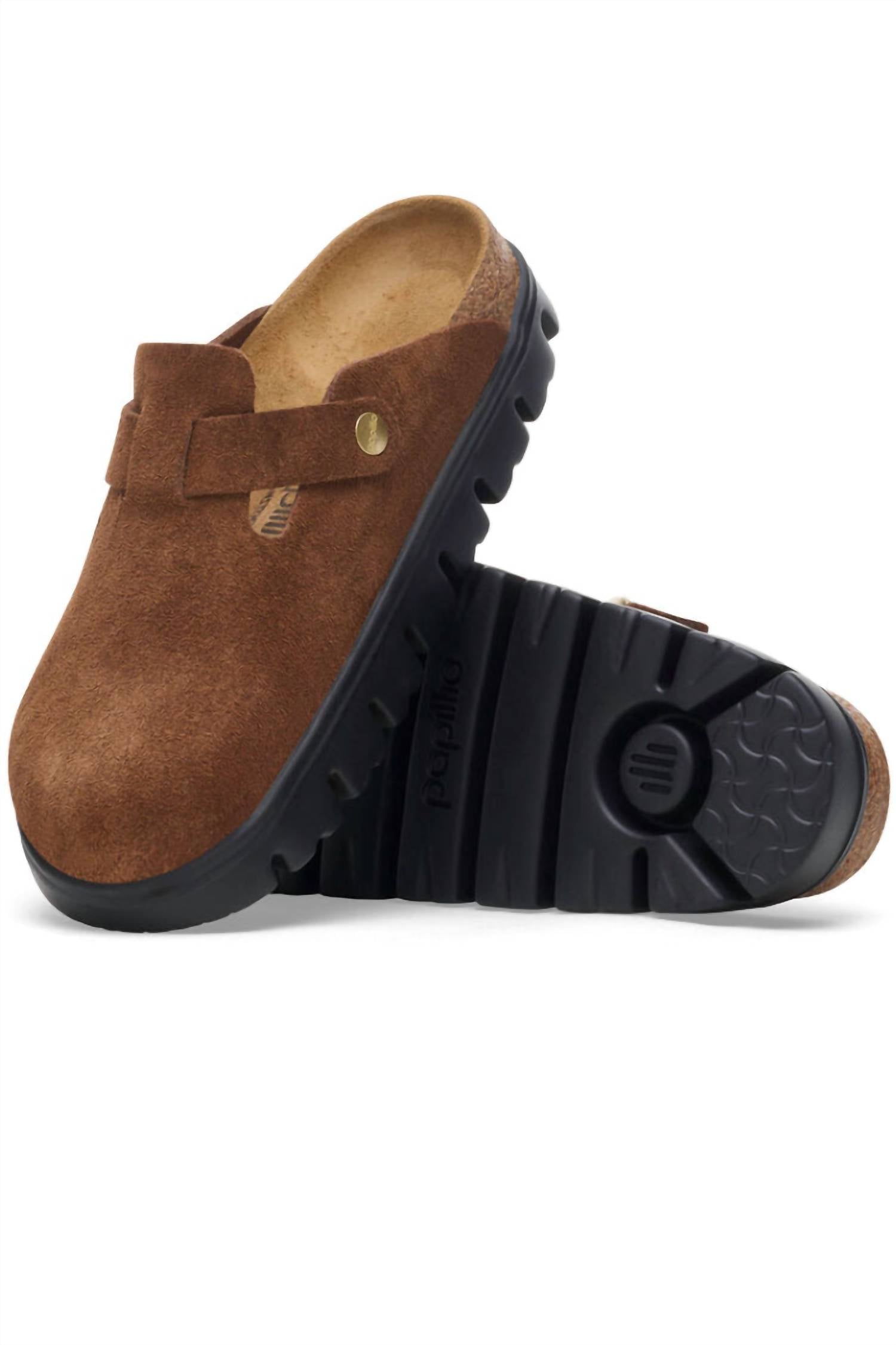 Women's Boston Chunky Platform Narrow Clogs In Dark Tea Black