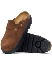 Women's Boston Chunky Platform Narrow Clogs In Dark Tea Black