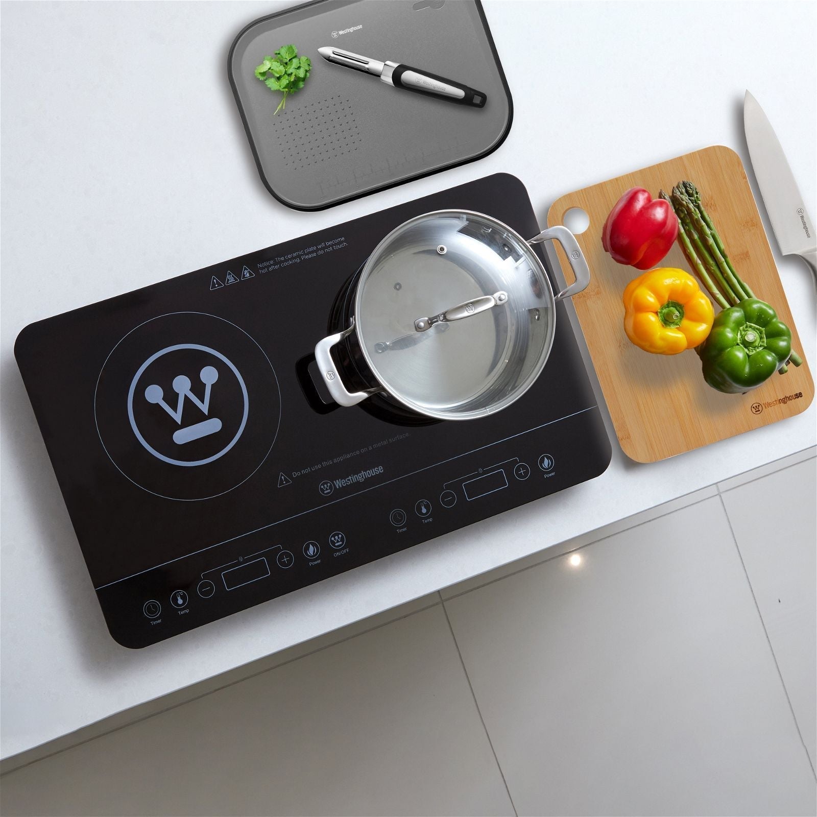 Westinghouse Double Induction Cooktop, 2400W, Slim Design