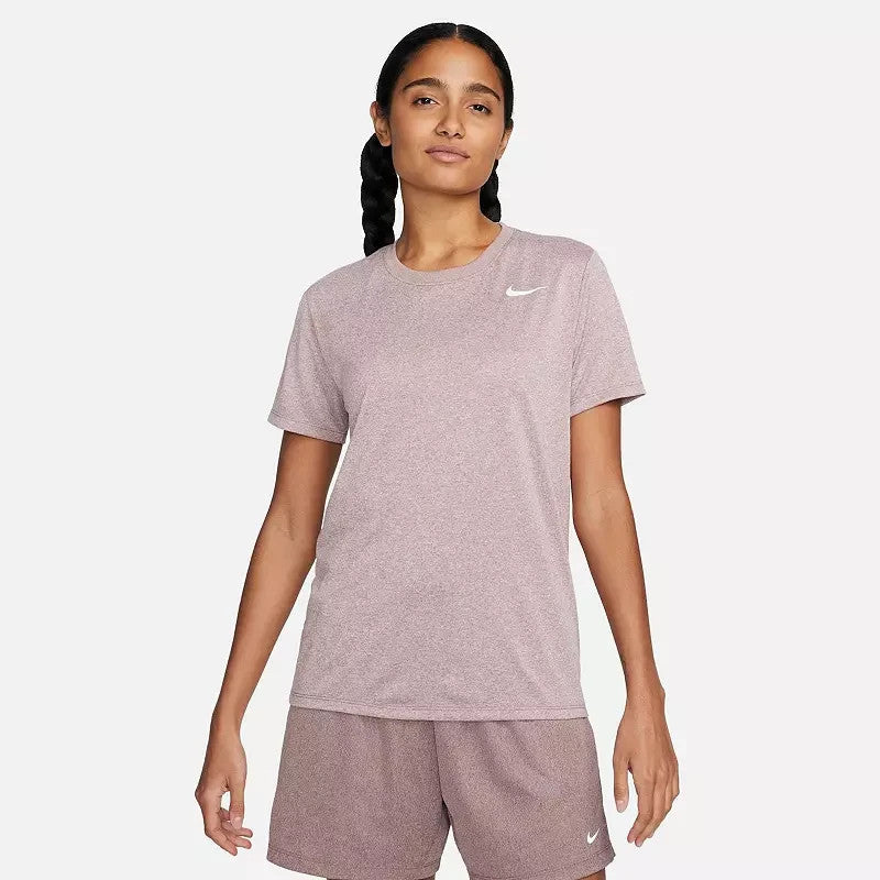 Women's Nike Dri-FIT Activewear Top Light Brown Relaxed Fit Crew Neck FTS460