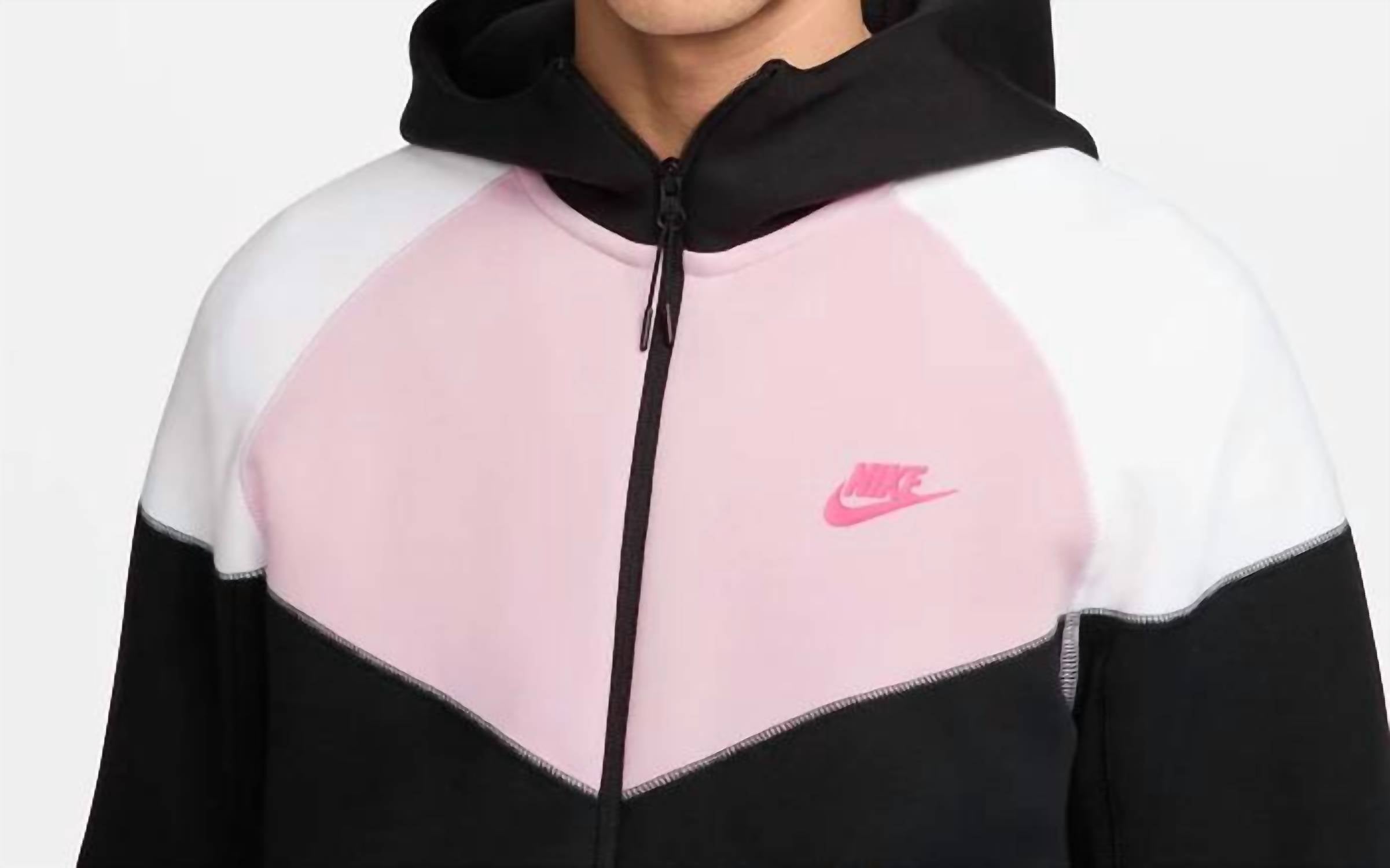 Men's Sportswear Tech Fleece Windrunner Full-Zip Hoodie In Black/white/pink Foam