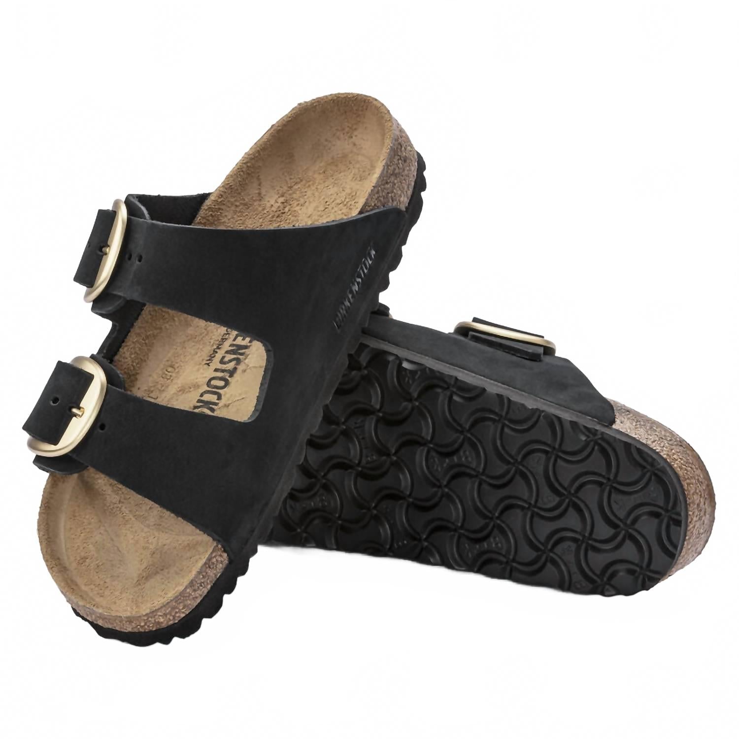 Women's Arizona Big Buckle Nubuck Leather Sandal In Black