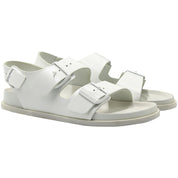 Birkenstock Arizona Double Buckle Slide Sandals in White Leather
