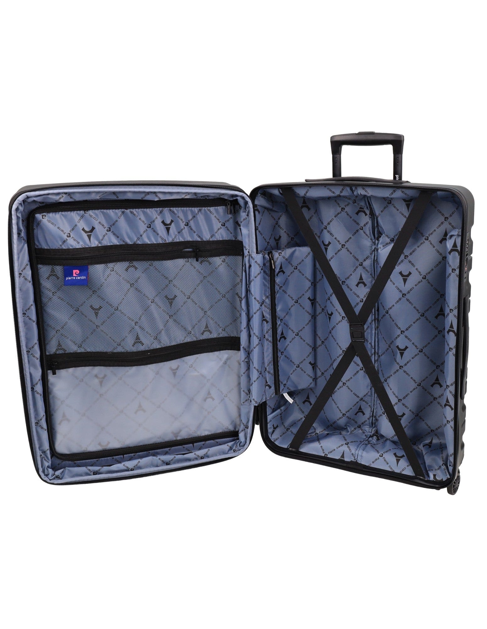 3pc Pierre Cardin 4 Wheel Hard-Shell Suitcase Travel Luggage Set Black