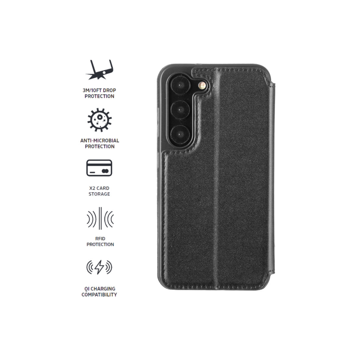 3sixT SlimFolio Phone Case for Samsung Galaxy S23 - Black
