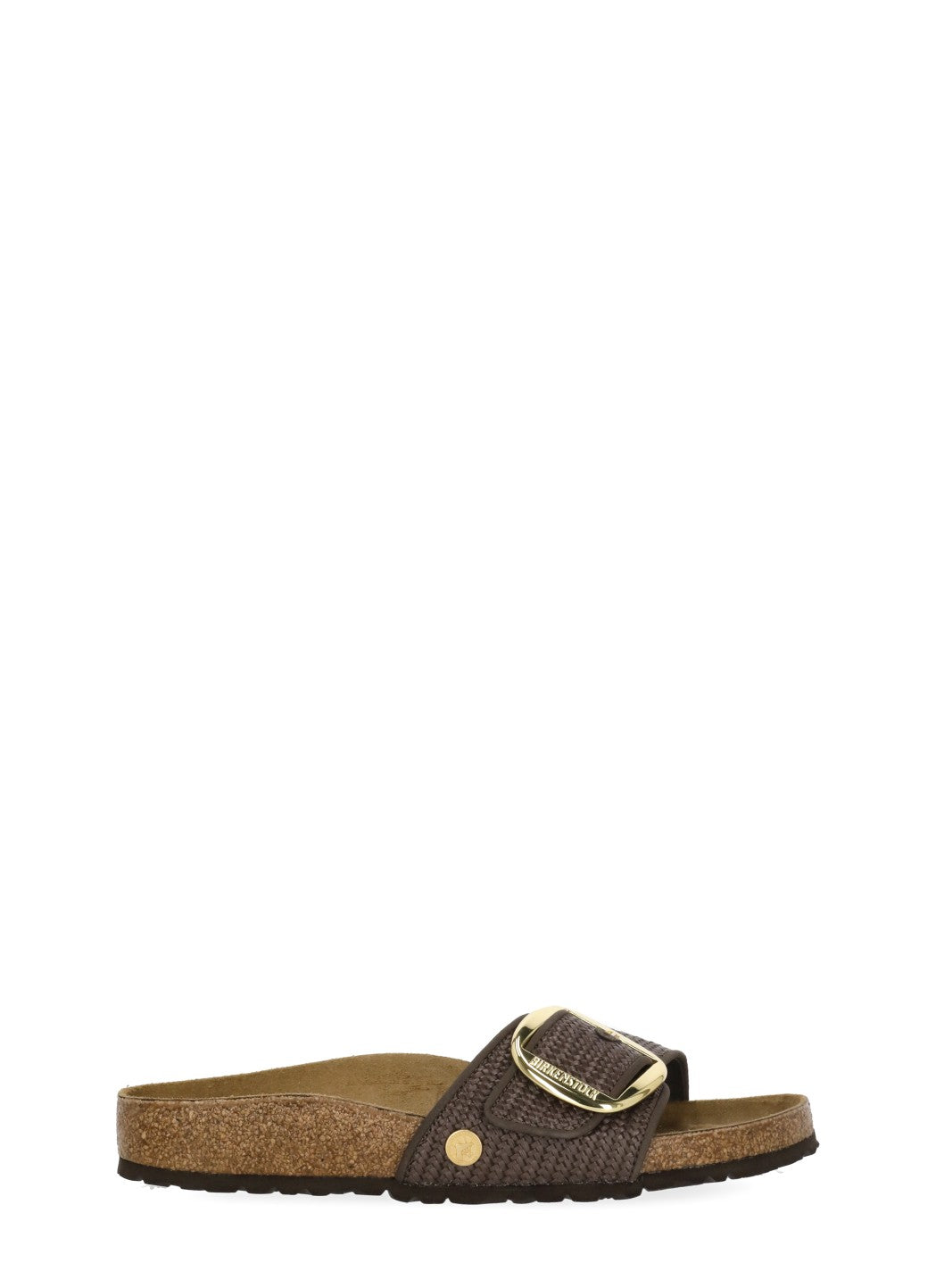 Brown Madrid Big Buckle Raffia Sandals