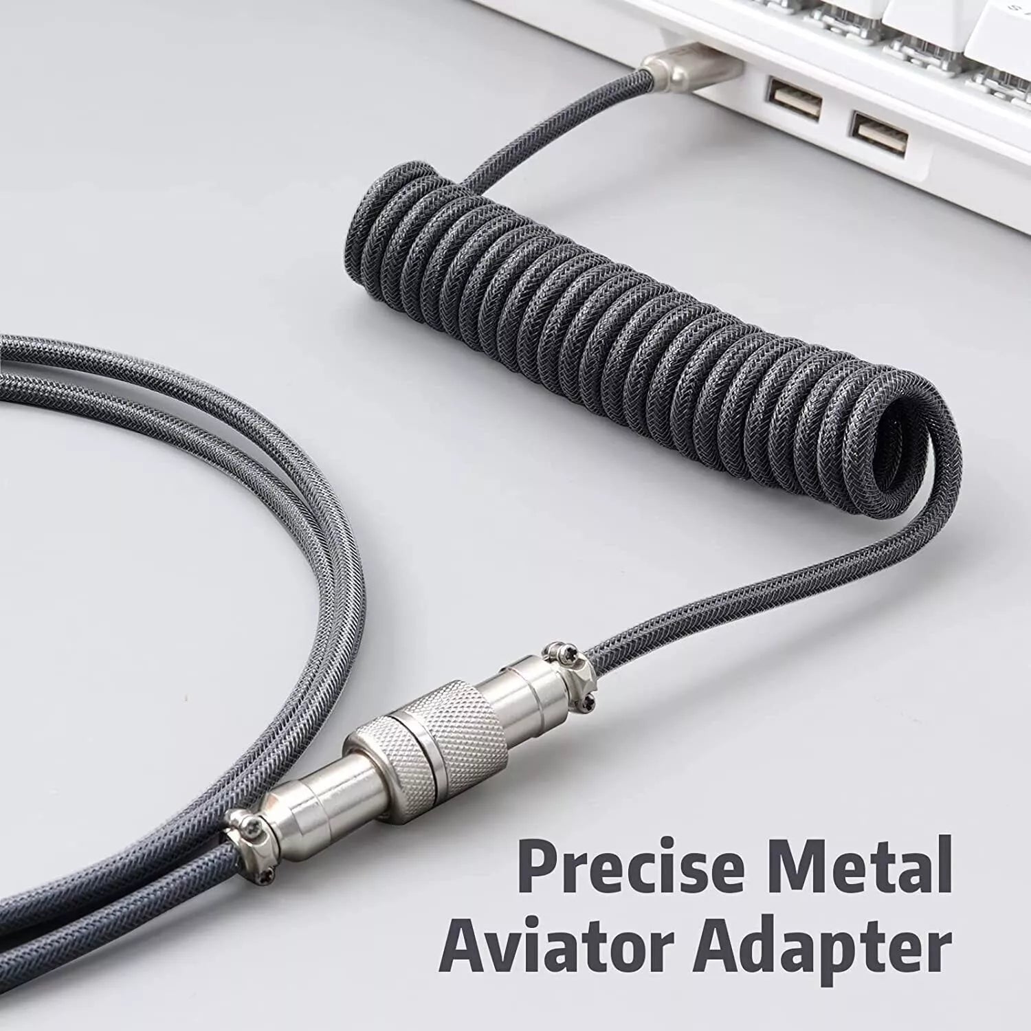 Royal Kludge Coiled Aviator Cable - Easy Detach Connector (Rainbow)