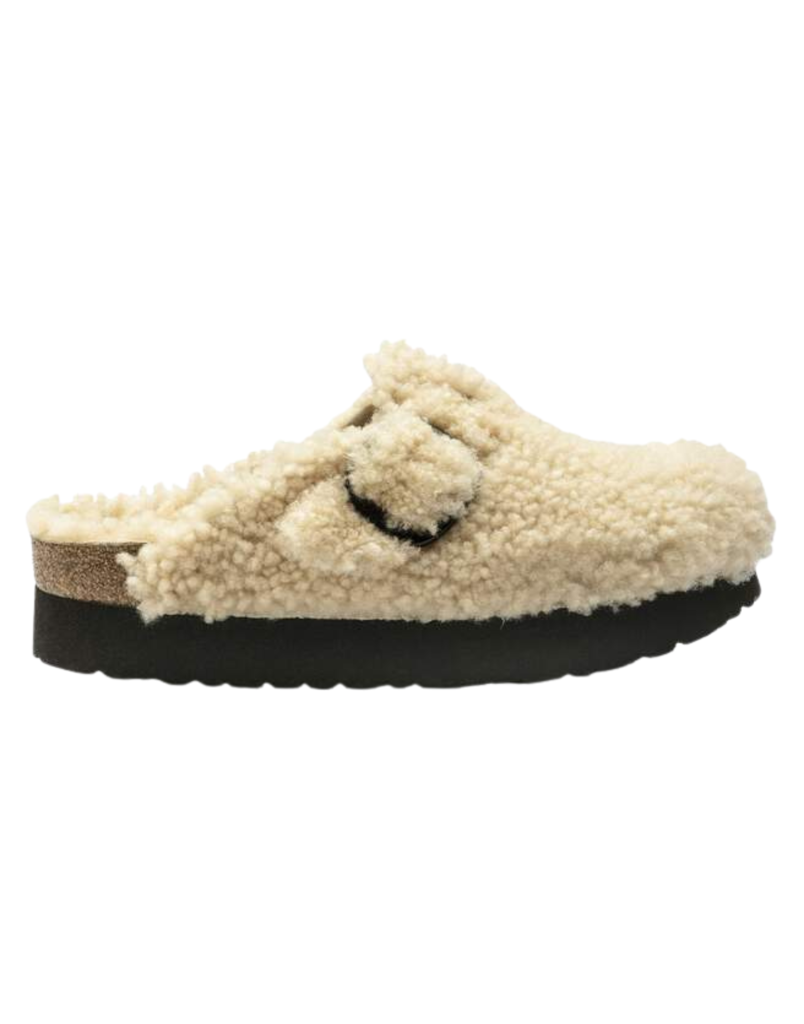 Boston Big Buckle Platform Teddy Shearling Clog