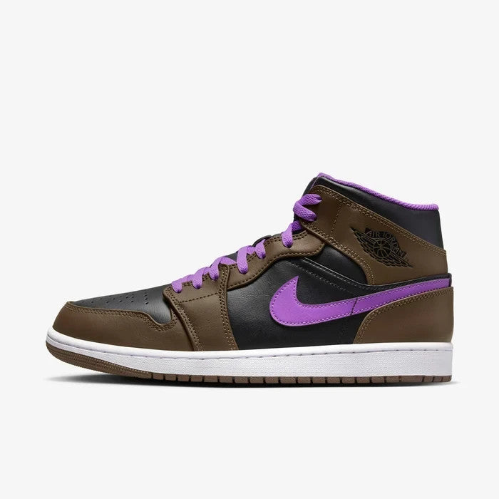 Men's Nike Air Jordan 1 Mid DQ8426-215 Sneaker US 7 Brown Purple Lifestyle Shoes
