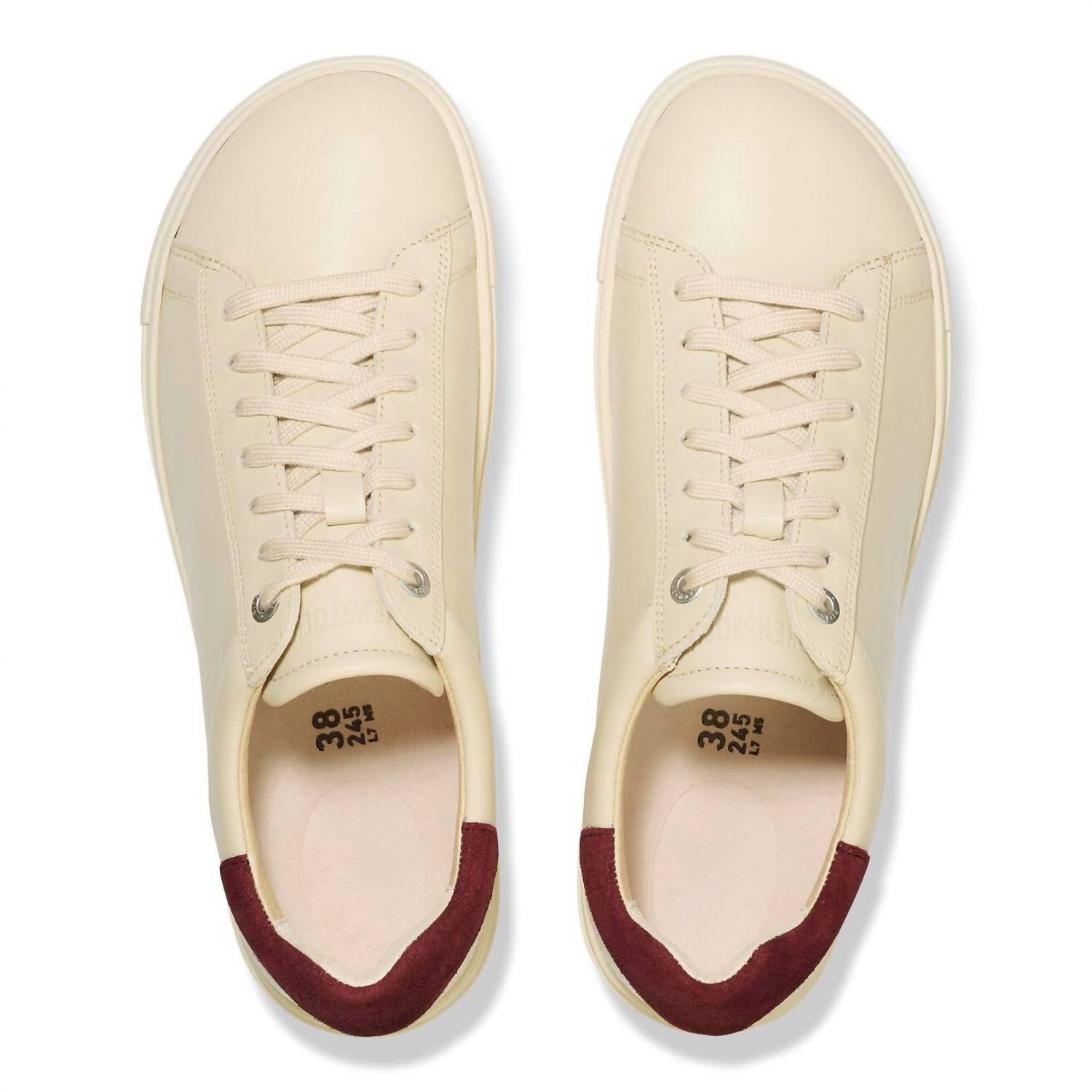 Women's Bend Low Leather Sneakers In Eggshell / Zinfandel