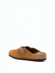 Suede Slip-On Mules with Adjustable Leather Strap