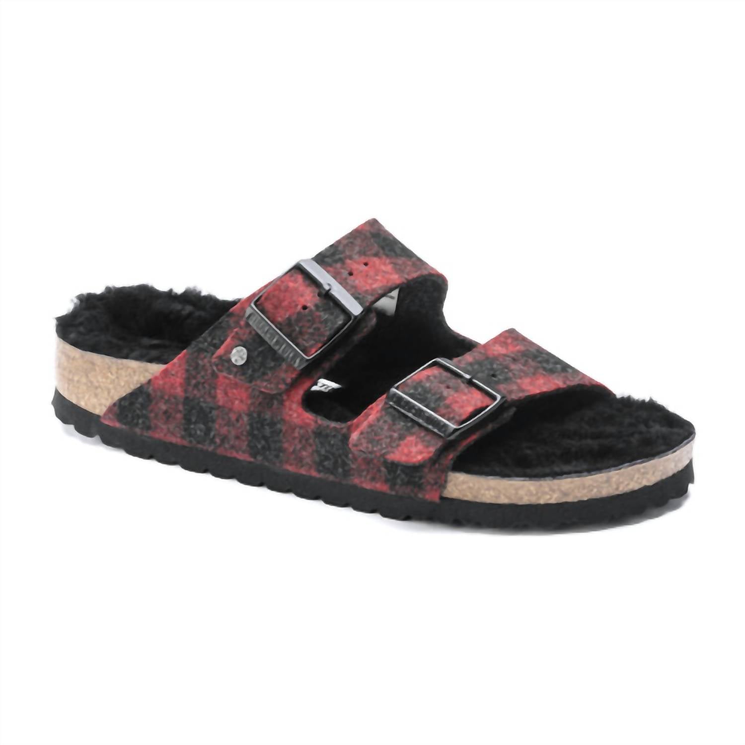 Women's Arizona Shearling Sandal In Red Plaid