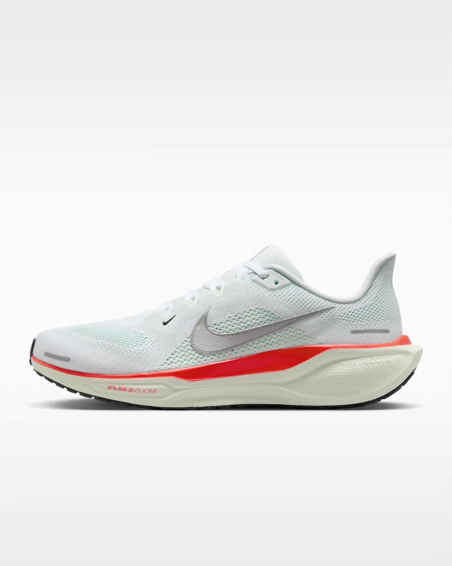 Men’S Air Zoom Pegasus 41 Shoe In White/barely Green/bright Crimson/metallic Silver