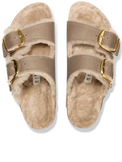 Arizona Big Buckle Shearling-Lined Sandals