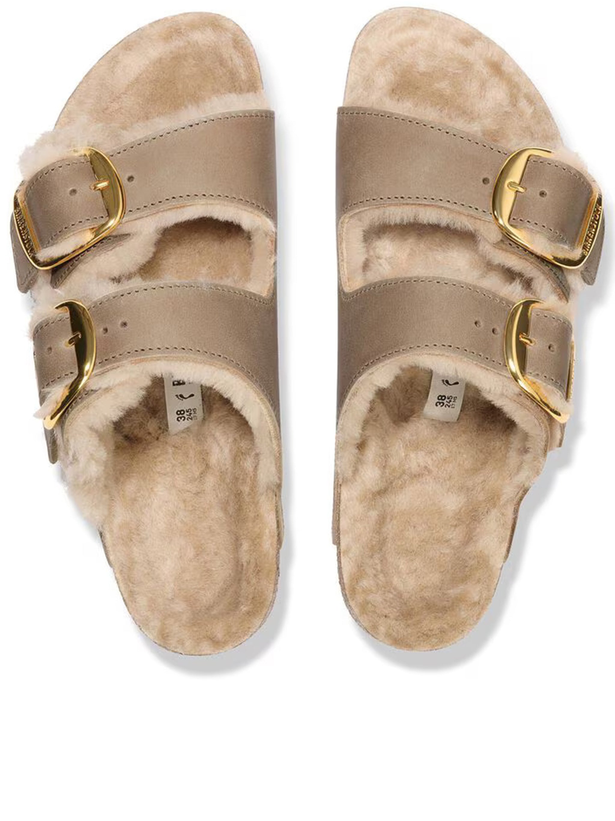 Arizona Big Buckle Shearling-Lined Sandals