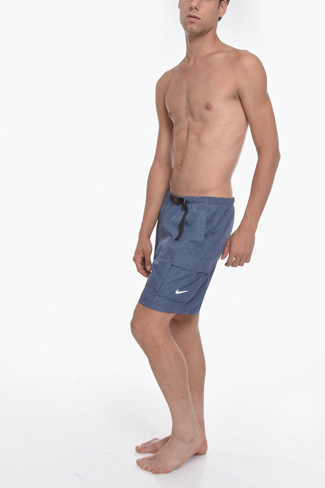 SWIM Solid-Color Boxer Swim Shorts With Belt