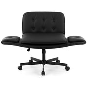 Artiss Criss Cross Legged Office Chair PU with Wheels & Adjustable Armrests Black