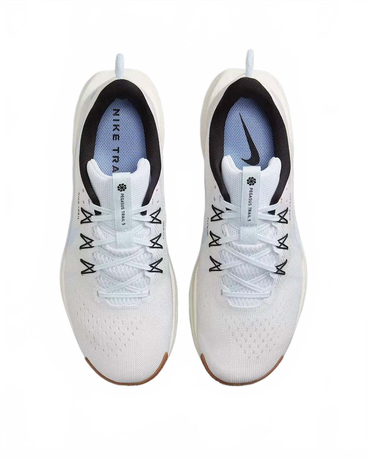 Men's Pegasus Trail 5 Running Shoes In 103 - White/blue Tint-Metallic Silver-Sail
