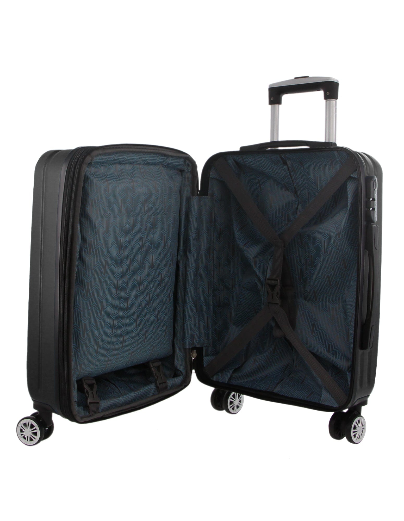 3pc Pierre Cardin Hard-Shell Suitcase Cabin Travel Luggage Set Black