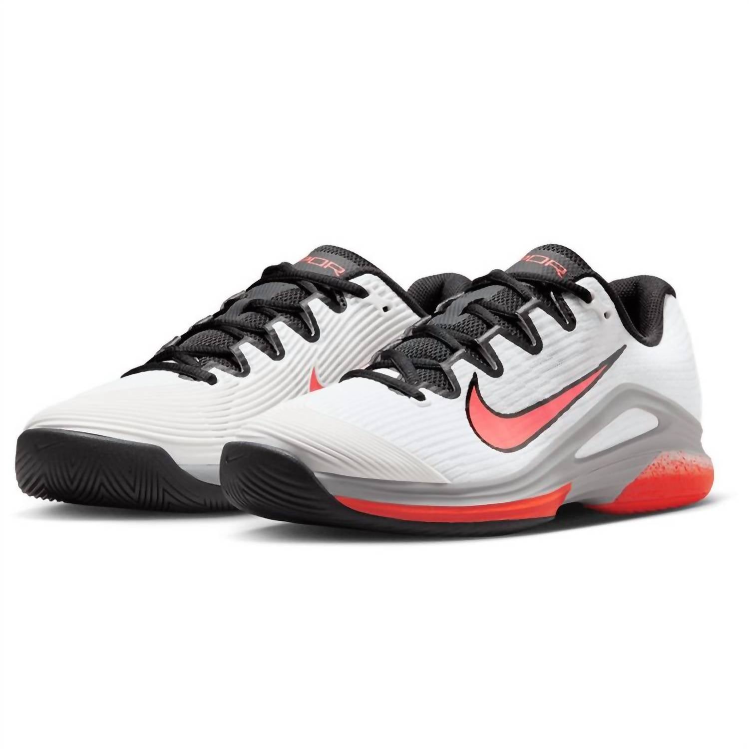 Women's Zoom Vapor 12 Hard Court Premium Tennis Shoes In White / Hot Lava / Wolf Grey