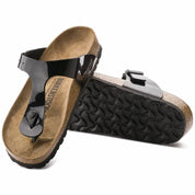 Women's Gizeh Birko-Flor Sandals In Black Patent