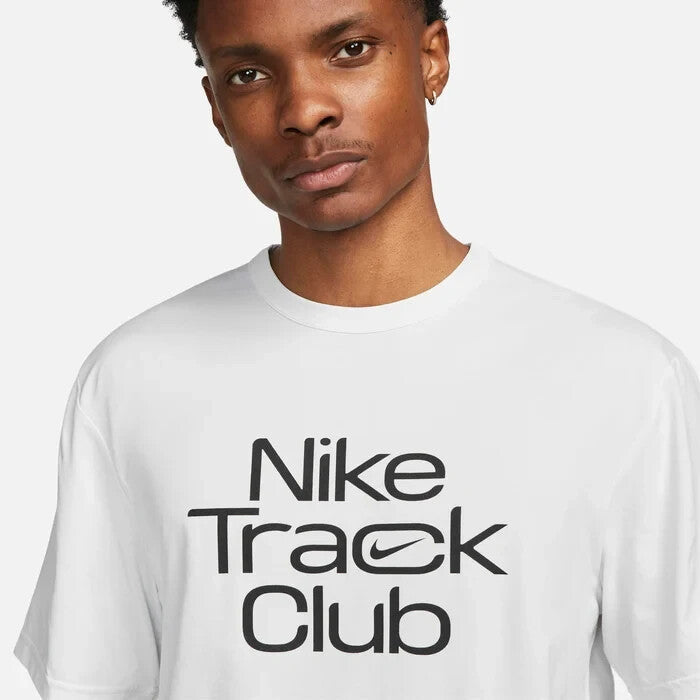 Men's Nike Track Club Top White Dri-FIT Short Sleeve Activewear Tee SRT84