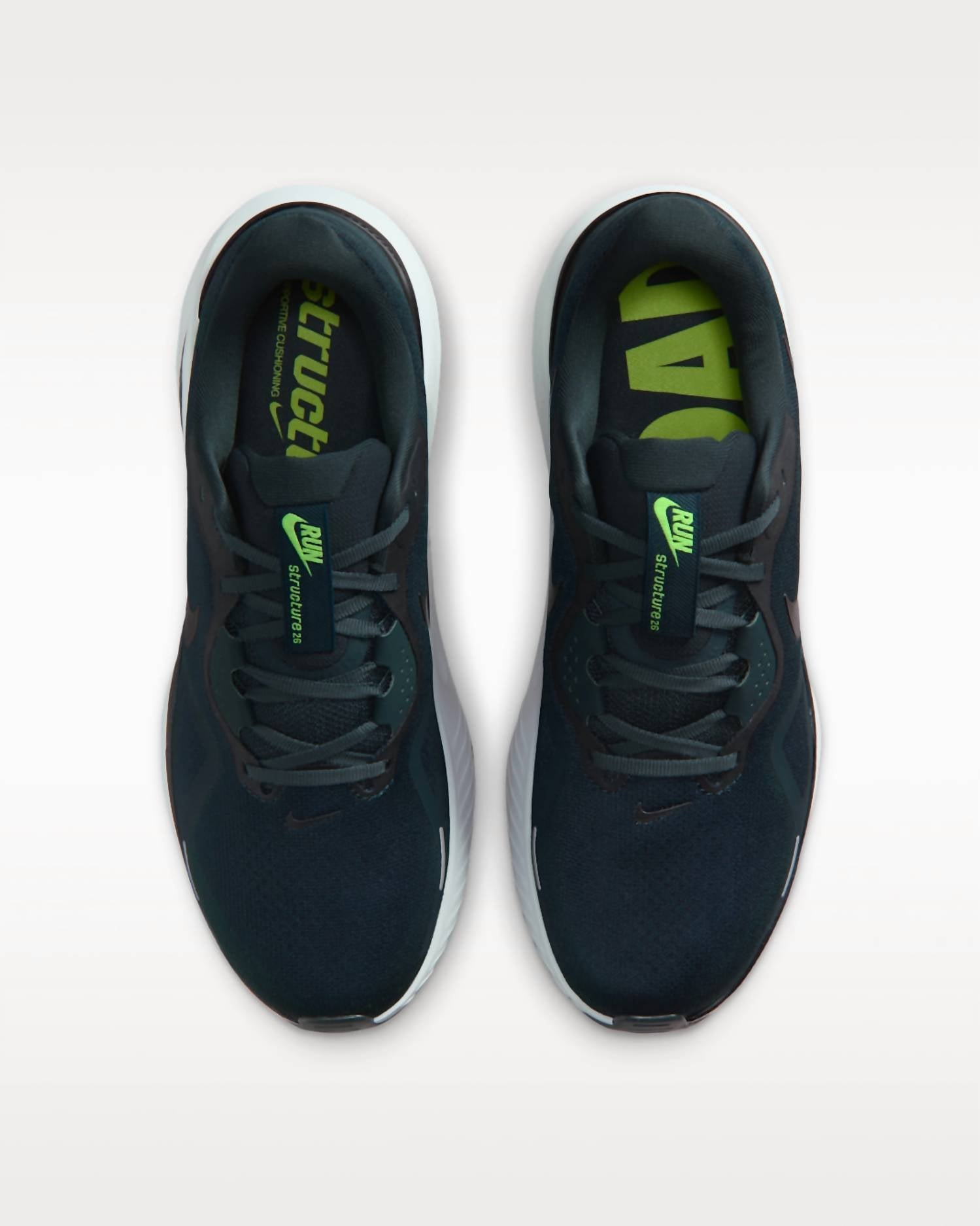 Men's Structure 26 Road Running Shoes In Seaweed Volt Pure Platinum Black