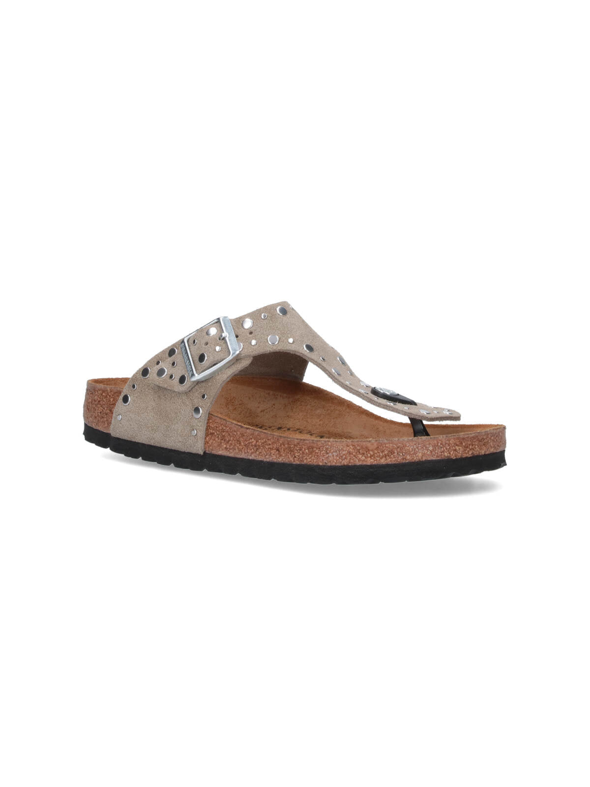 Two-Strap Beige Sandals With Adjustable Buckles