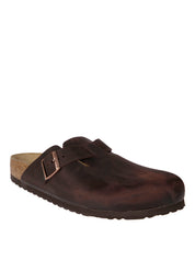 Brown Oiled Leather Buckle Strap Loafers