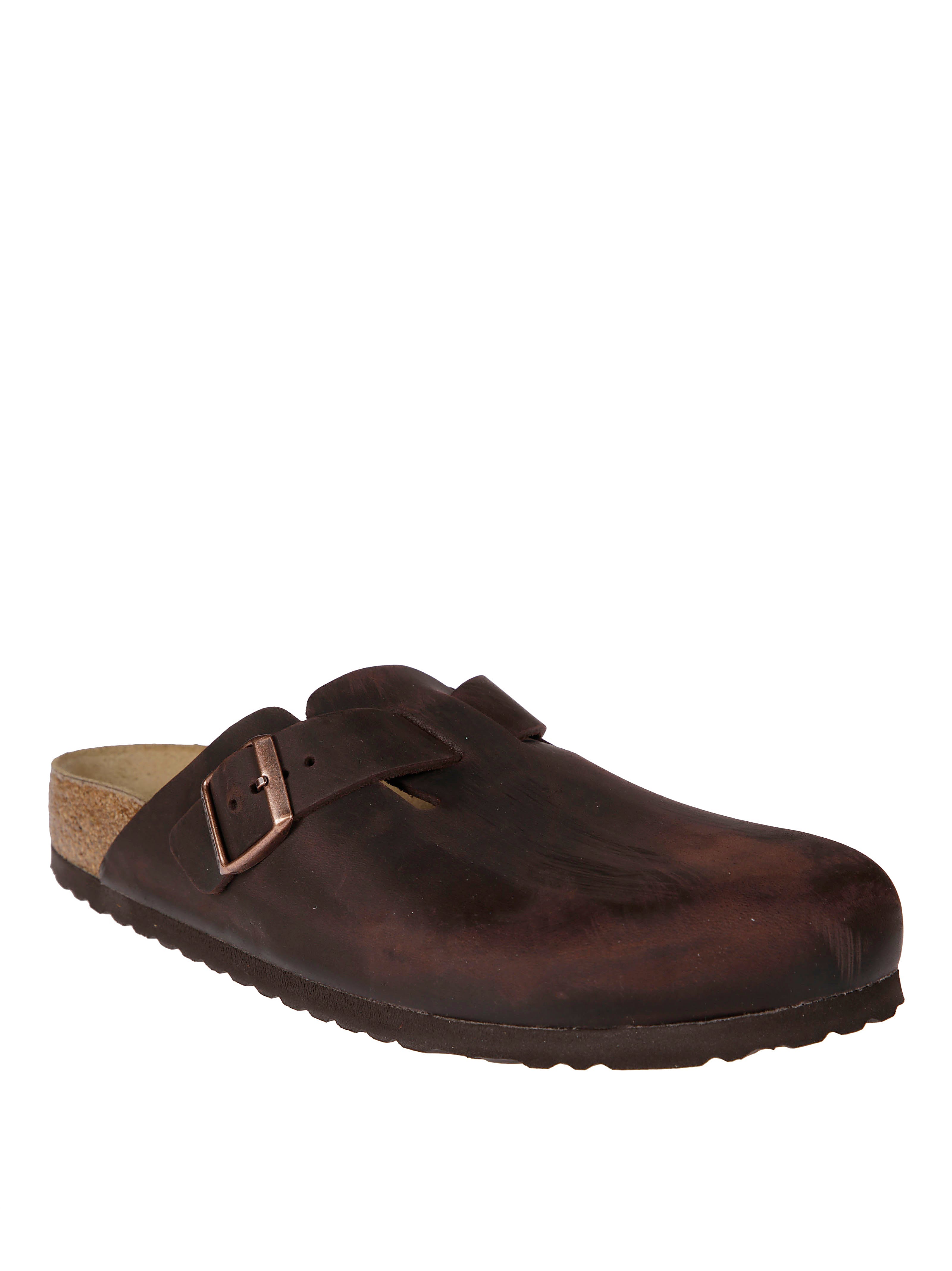 Brown Oiled Leather Buckle Strap Loafers