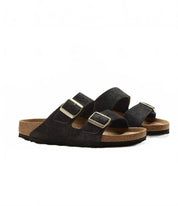 Women's Arizona Narrow Sandal In Black Suede Shimmering