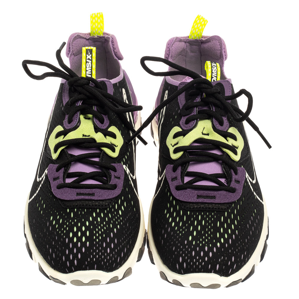 Nike Black/purple Leather And Fabric React Vision Sneakers